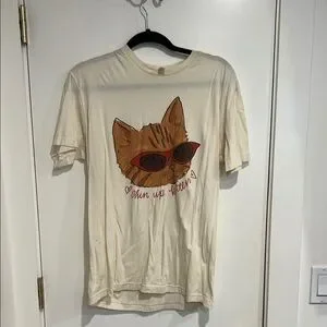 Cat Graphic T-Shirt - Cream “Chin up kitten”