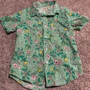Cat & Jack Green Floral Button Down Shirt