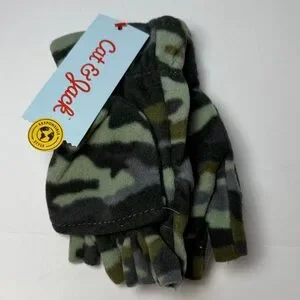 Cat & Jack Kids Green Camo Fleece Glove Mittens Size 8-16 NWT