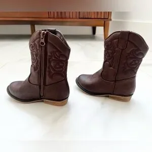 Cat & Jack Memphis Western Boots Cognac Toddler Girls Size 9