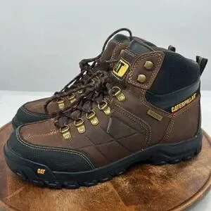 CAT Men’s Threshold Work Boots Size 11 Steel Toe Waterproof Slip Resistant Ankle