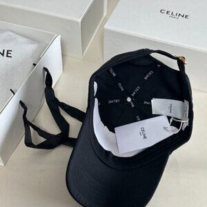 Celine Black Embroidered Cap