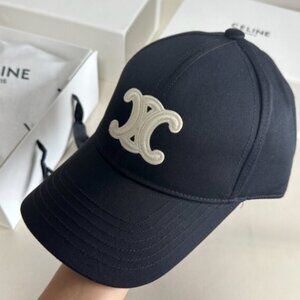 Celine Black Embroidered Cap
