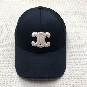 Celine Black Hat With White Emblem