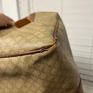 Celine Tan And Brown Duffel Bag GUC Unisex Bag Check Pics For Rubbed 19x12”