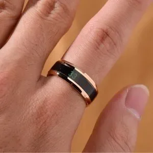 Celsius Smart Temperature Ring - Rose Gold And Black Stainless Steel 8