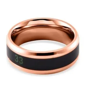 Celsius Smart Temperature Ring - Rose Gold And Black Stainless Steel 8