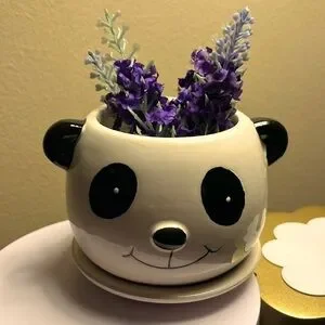 Ceramic Panda Bear Planter Adorable 4”x4” NWT