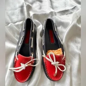 CH Carolina Herrera Red And Black Loafers For Girls