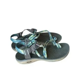 Chaco Z Cloud X2 Aqua Green Blue Toe Thong Sandals Size 9 Womens