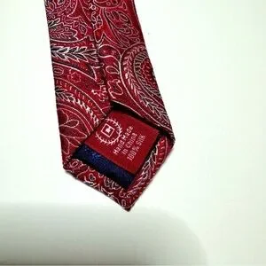 Chaps Floral Paisley Silk Tie Red Gray Silver