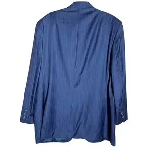 Chaps Ralph Lauren Men’s 44R Navy Blue Pinstripe Blazer Wool Cashmere Two Button