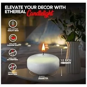 Charisma White Floating Candles - 24 Pack