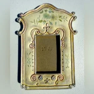 Charming 1960 French Provincial Style Frame Pink Cream Silver Tracy Porter