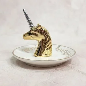 Charming Charlie Gold Silver Magical Unicorn Ring Jewelry Trinket Holder Plate