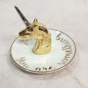 Charming Charlie Gold Silver Magical Unicorn Ring Jewelry Trinket Holder Plate