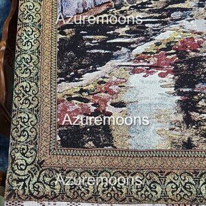 Charming Village Scene Tapestry With Green And Red Accents