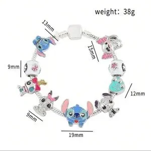 Charms & Bracelet- Disney Cartoon Lilo Stitch & Friends Bracelet & 9 Charms Nwt