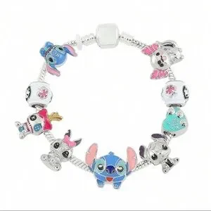 Charms & Bracelet- Disney Cartoon Lilo Stitch & Friends Bracelet & 9 Charms nwt