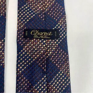 Charvet Place Vendome Men's Giant Check Silk Tie Blue/Yellow