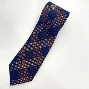Charvet Place Vendome Men's Giant Check Silk Tie Blue/Yellow