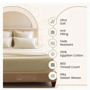 CHATEAU HOME COLLECTION KING SIZE SHEET SET IVORY COLOR 100% 4 PIECE SET
