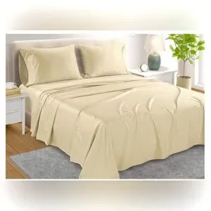 CHATEAU HOME COLLECTION KING SIZE SHEET SET IVORY COLOR 100% 4 PIECE SET
