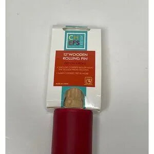 Chefs Atelier 12" Wooden Rolling Pin Silicone Covered Kitchen Baking Tool