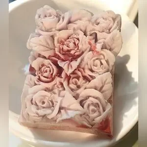 Cherry Lavender Scent 3D Roses Handmade Soap 2x3in 4oz Donkey Milk & Shea Butter