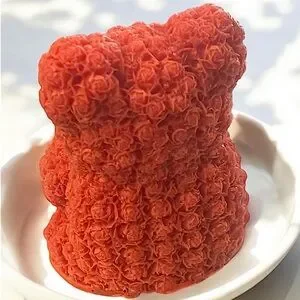 Cherry Scented Handmade 3D Rose Bear Soap 3x2 Inch 4oz Donkey Milk/ Oatmeal Milk