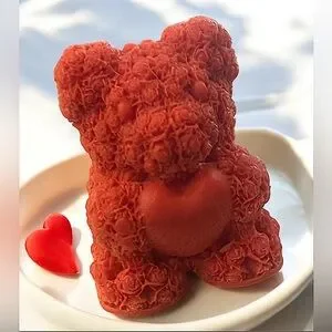 Cherry scented handmade 3D rose bear soap 3x2 inch 4oz donkey milk/ oatmeal milk