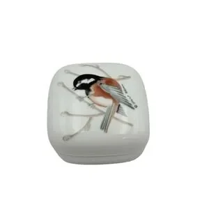 Chickadee Otagiri Japan Trinket Box Hand Painted Sheila Brown Small