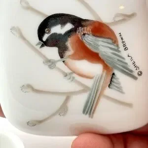 Chickadee Otagiri Japan Trinket Box Hand Painted Sheila Brown Small
