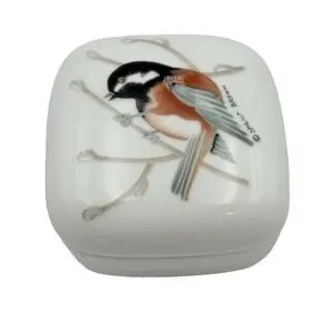 Chickadee Otagiri Japan Trinket Box Hand Painted Sheila Brown small