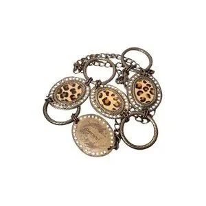 Chico's Leopard Concho Chain Belt Animal Adjustable Medallion Link Calf Hair OS