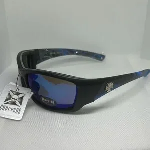 Choppers Padded Flame Mirrored Lens Sunglasses