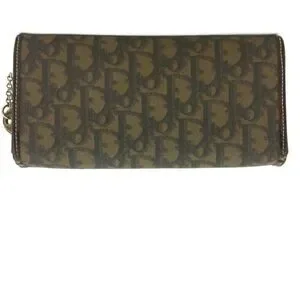 Christian Dior Trotter Canvas Leather Chain Long Bifold Wallet /1A5283