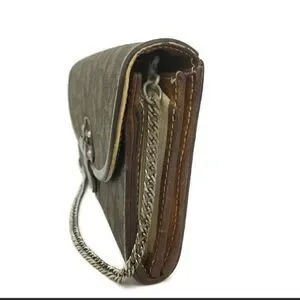 Christian Dior Trotter Canvas Leather Chain Long Bifold Wallet /1A5283