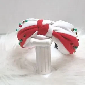 CHRISTMAS HEADBAND pearls rhinestones color block