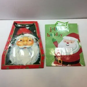 Christmas Holiday Gift Bag 57 Gift Tag Stickers Red Green Santa Jolly Tree