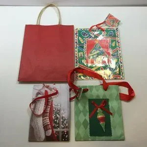Christmas Holiday Gift Bag 57 Gift Tag Stickers Red Green Santa Jolly Tree