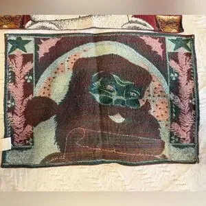 Christmas House Santa Claus Tapestry Placemats Set Of 4 17.5” X 12” EUC