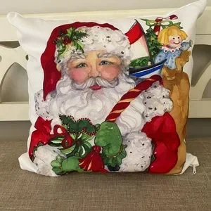 Christmas Santa pillow watercolor