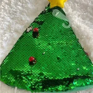 Christmas Tree Sequin Jingle Bell Pet Hat Headwear NEW XL