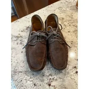 Clarks Brown Suede Lace Up Moccasin Sz 12