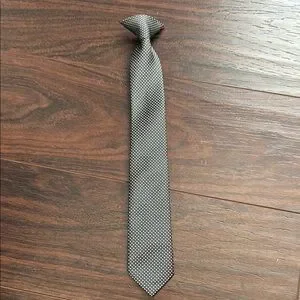 Classic Black and White Striped Kids Clip on Tie‎