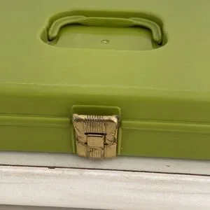 Classic Vintage Avacodo Green Plastic Sewing Case With Handle