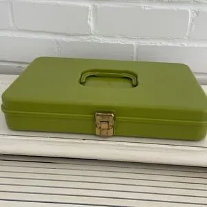 Classic Vintage Avacodo Green Plastic Sewing Case With Handle