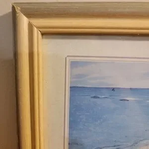 Claude Monet Landscape Framed Print Lithograph Boats On The Beach 12x10