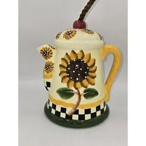 Clever Choice NOHO Studios Vintage Ceramic Hand Painted Teapot Bird House Bank